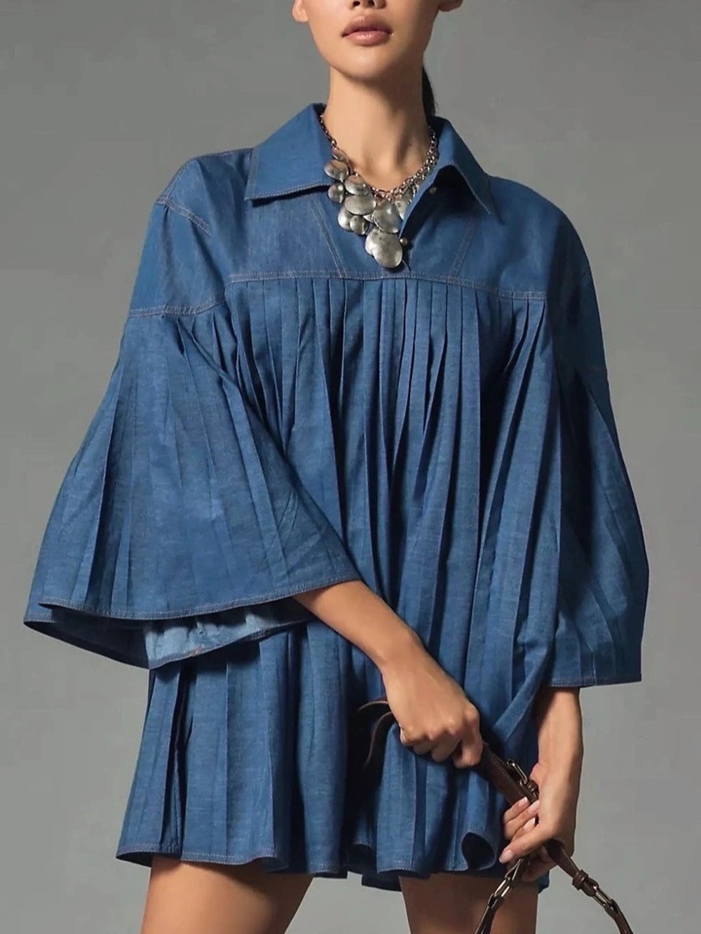 Anthropologie forever the Girl Katherine Denim swing mini dress  in Blue